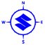 Reflexní samolepka - Logo Suzuki s kompasem - Výška reflexní samolepky: 120 mm, Barva reflexní samolepky: Bílá