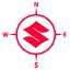 Reflexní samolepka - Logo Suzuki s kompasem - Výška reflexní samolepky: 120 mm, Barva reflexní samolepky: Bílá