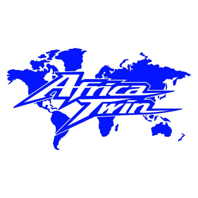 Řezaná samolepka - Mapa světa + Africa Twin - Šířka řezané samolepky: 270mm, Barva řezané samolepky: Oranžová